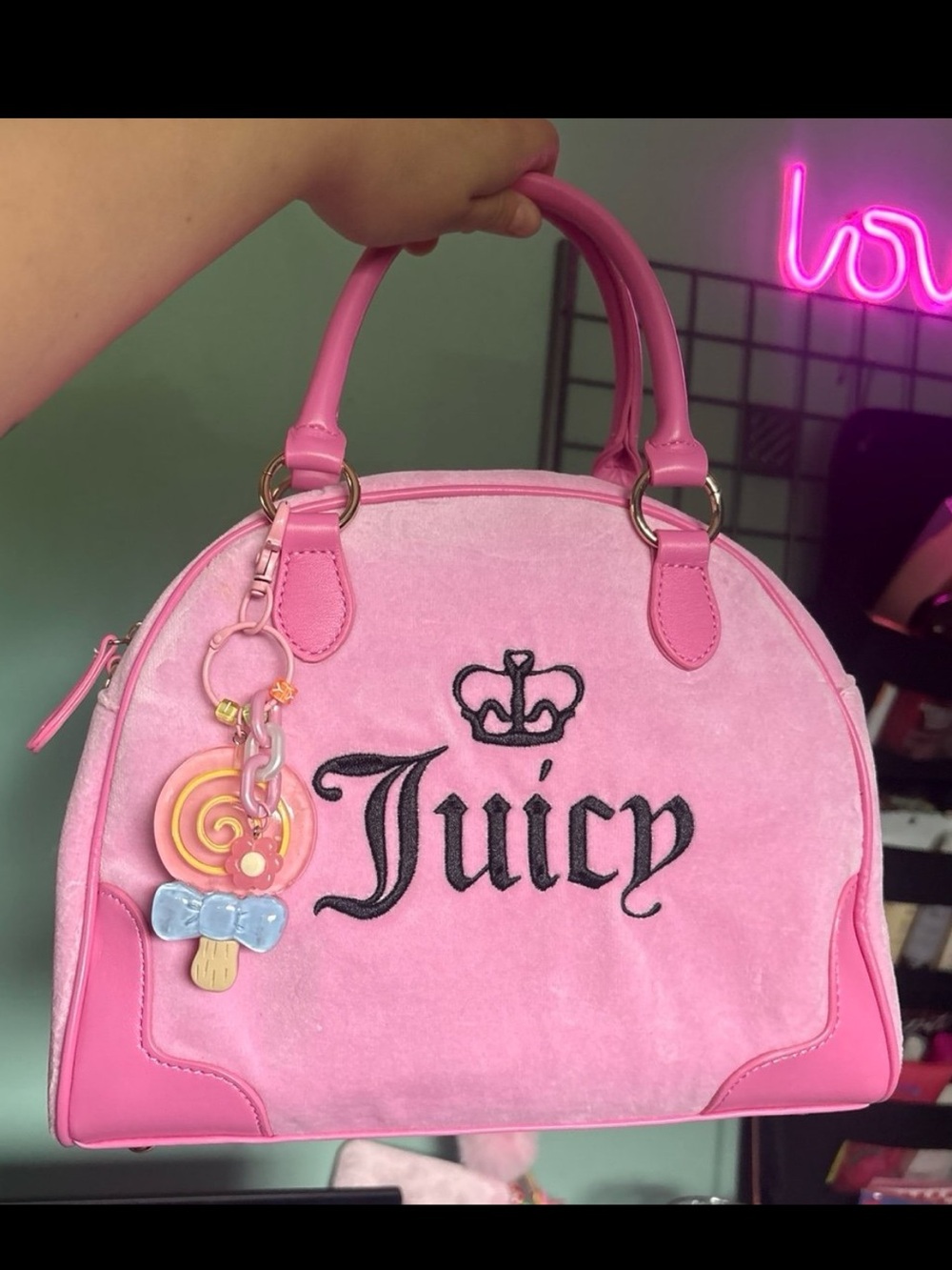 Juicy Couture Bubblegum Pink Velvet Satchel